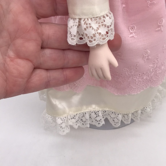 Vintage Porcelain Doll with Soft Body on Metal Stand 16” inches Tall approx - Picture 11 of 11